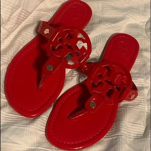 Red shiny Tory Burch Miller sandals. Size 8. Brand new